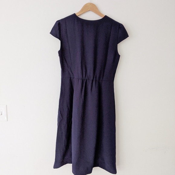 NWT J. Crew Button Front Cap Sleeve Dress in Navy - Picture 6 of 6